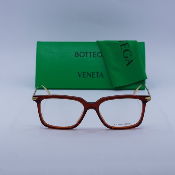 Bottega Veneta BV1009O 004 Square Eyeglasses – Burgundy/Gold 54mm - Picture 4 of 11